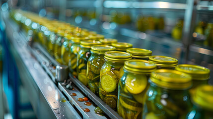Wall Mural - factory production of pickles in jars