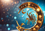 Fototapeta  - The 3d symbol of the zodiac scorpio. Beautiful, decorative zodiac sign