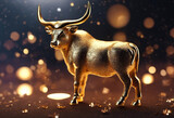 Fototapeta  - A golden bull with bokeh background 3d rendering 3d illustration