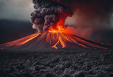 Fototapeta  - Eruption of a volcano. Landscape of an erupting volcano