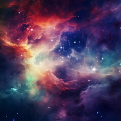 Abstract and Colorful space galaxy cloud nebula background wallpaper generative AI