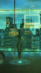 Wall Mural - anthropomorphic hologram of ai works in the network, 3d render