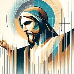 Wall Mural - A jesus christ with a beard and a cross art lively harmony bring spirit.