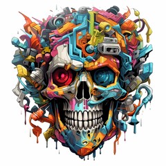 Sticker - skull army art illustration