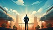 © DARIKA - Business Success Concept, A successful business owner proudly standing in front of their storefront. surrealistic Illustration image,