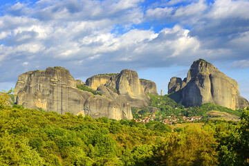 Wall Mural - Meteora - rock massif and stone towers on which remarkable monasteries stand, Greece, UNESCO World Heritage Site