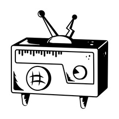 Poster - Grab this doodle icon of a classic radio 