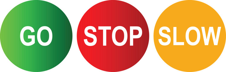 Wall Mural - Go Stop Slow Sign Vector