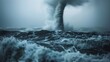 © Justlight - In the midst of a stormy sea a massive water spout towers above the waves a force to be reckoned with.