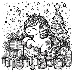 Wall Mural - A coloring page of a unicorn meaning art harmony has illustrative