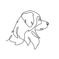 Wall Mural - Vector isolated dog side view one single contemporary line art colorless black and white contour line easy drawing
