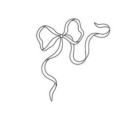 Wall Mural - vector isolated one single simple beautiful ribbon bow gift colorless black and white contour line e
