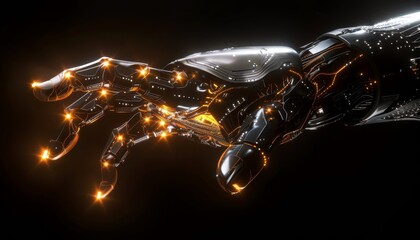 Wall Mural - A hand with a lot of glowing lights on it by AI generated image
