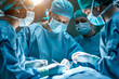 © Renata Hamuda - Operating room staff with mask and blue scrubs performing hospital surgery