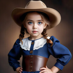 Wall Mural - portrait of a girl in a cowboy hat