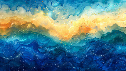 Wall Mural - abstract watercolor background with blue, yellow, orange and purple colors