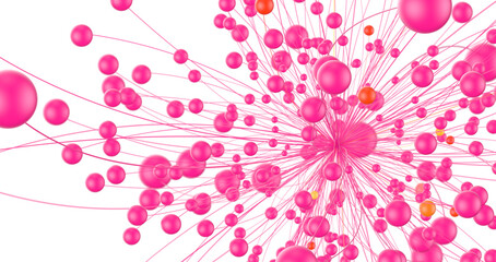 Fototapete - Abstract digital connection dots and lines. Technology background. Network connection structure. Plexus effect. 3d