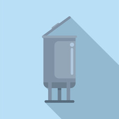 Wall Mural - Clean, flat design vector illustration of a grey trash can against a soft blue backdrop