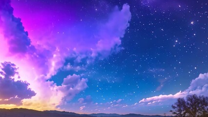 Wall Mural - a night sky filled with stars shining through drifting clouds, a celestial sky with planets and cons