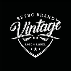 Canvas Print - Classic Vintage Retro Label Badge logo design for cloth apparel