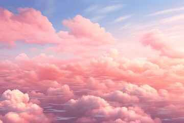 Wall Mural - Light pink pastel sky with different clouds. Generative AI