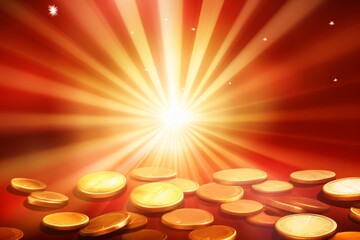 Wall Mural - Point coin and sunburst background. Generative AI
