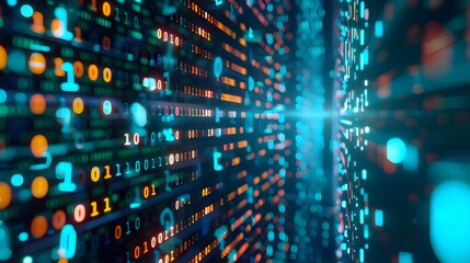 Digital transformation concept. System engineering. Binary code. Programming.