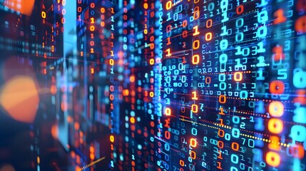 Digital transformation concept. System engineering. Binary code. Programming.
