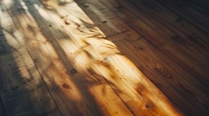 Wall Mural - Sunlight shining on a wooden floor.