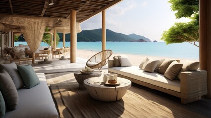 Canvas Print - lounge chairs on the beach