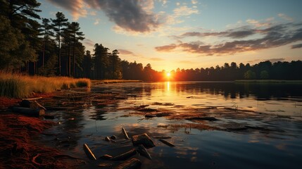 Canvas Print - dusk reflection scenery