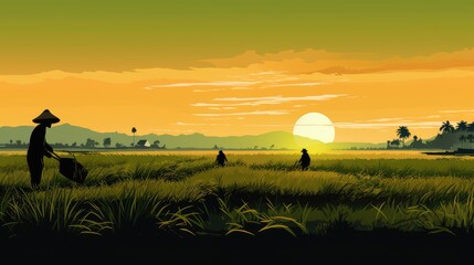 Wall Mural - silhouette of a person in a field