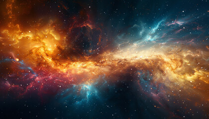 Wall Mural - a spiral galaxy with a bright blue star in the center by ai generated image