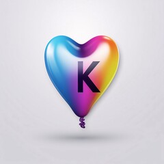 Wall Mural - Balloon in the shape of a heart with the letter K.