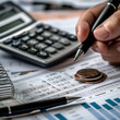 © Art-Park - An Accountant looks at a financial report, professional accounting company, digital marketing, optimization, guy calculating a sales margin