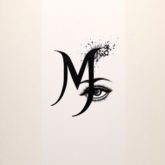 Letter M with black paint splashes on a white background. Vector illustration.