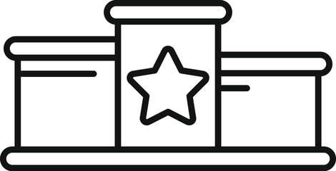 Sticker - Black and white line art illustration of a pedestal with a star, symbolizing achievement or display