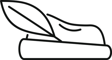 Line art icon of a shoe with a leaf, symbolizing ecofriendly footwear or green fashion