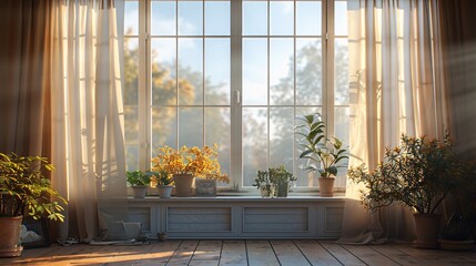 Wall Mural - room with a window and a plant