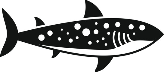 Sticker - Black and white graphic silhouette of a stylized fish with spots