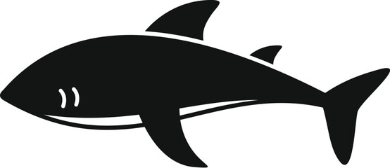 Wall Mural - Black silhouette of a shark, ideal for logos, icons, and marine designs