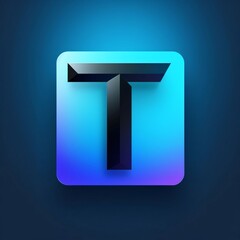 letter T from the alphabet set, blue neon font, vector illustration