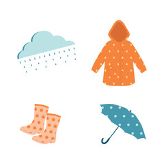 rainy weather clothes. vector illustration