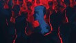 © Bijac - thoughtprovoking illustration explores media manipulation and crowd psychology dark silhouette surrounded by faceless figures concept illustration