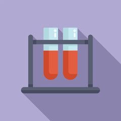 Sticker - Flat design vector of two blood samples in test tubes on a stand with a shadow