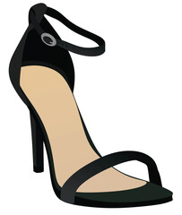 Sticker - Black woman sandal. vector illustration