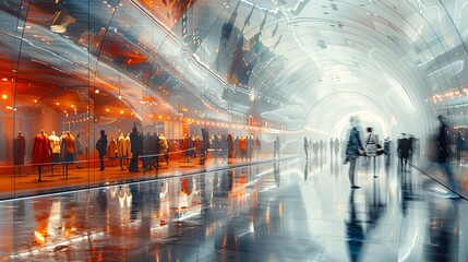 Wall Mural - people walking in the city