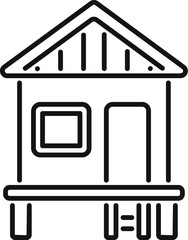 Wall Mural - Black and white vector drawing of a stylized house icon, perfect for logos and symbols