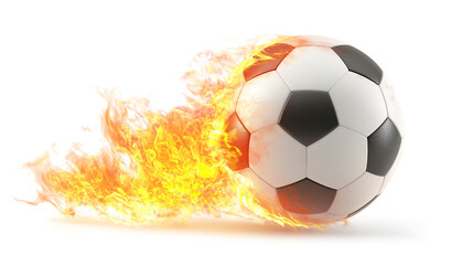 Wall Mural - A Flaming Soccer Ball isolated on a transparent background