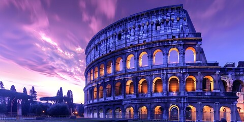 Wall Mural - Mesmerizing Beauty of the Sunrise at Rome's Colosseum. Concept Travel Photography, Sunrise Photography, Rome Travel, Colosseum Sunrise, Italy Landmarks
